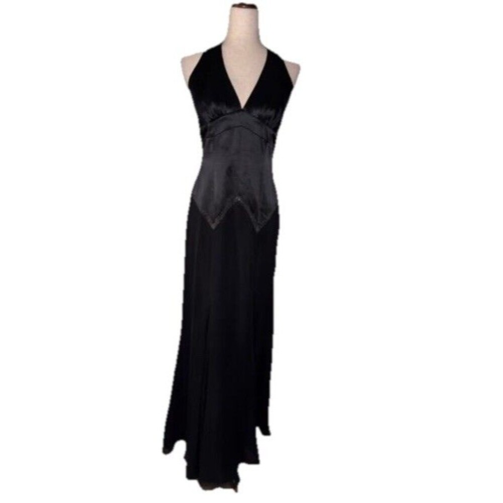 BCBG MaxAzria BCBG Paris Black Silk Halter Gown Sz 6 NWT Prom Wedding Gala Sexy